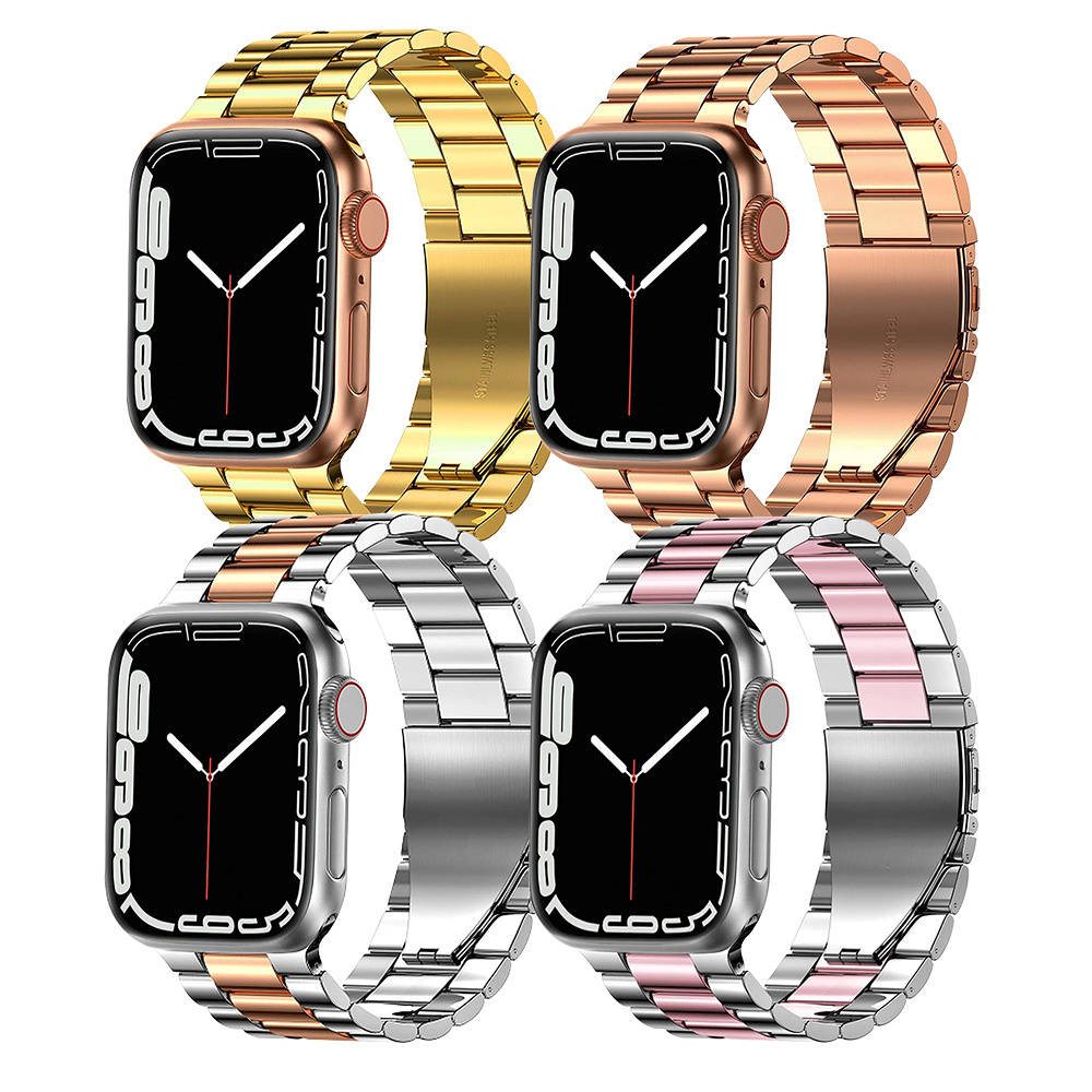 RYB Business Adjustable  Metal Replacement Stainless Steel Wrist Band for Apple Watch  7 6 5 4 3 2 SE 38/40/41mm 42/44/45mm