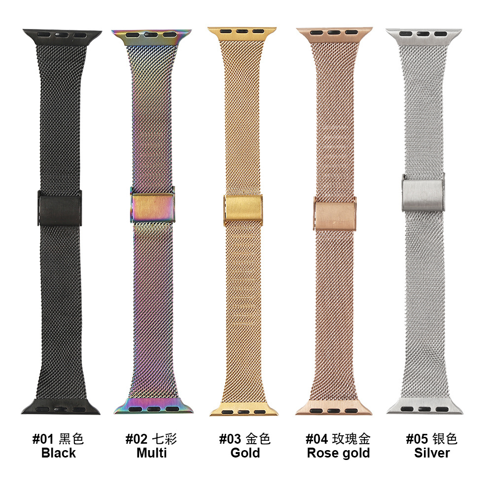 RYB Slim Mesh Stainless Steel Metal Bracelet Band for Apple Watch Series Ultra 9 8 7 6  41mm 42mm 44mm 45mm 49mm