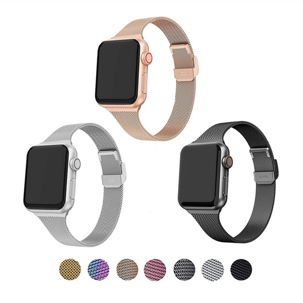 RYB Slim Mesh Stainless Steel Metal Bracelet Band for Apple Watch Series Ultra 9 8 7 6  41mm 42mm 44mm 45mm 49mm