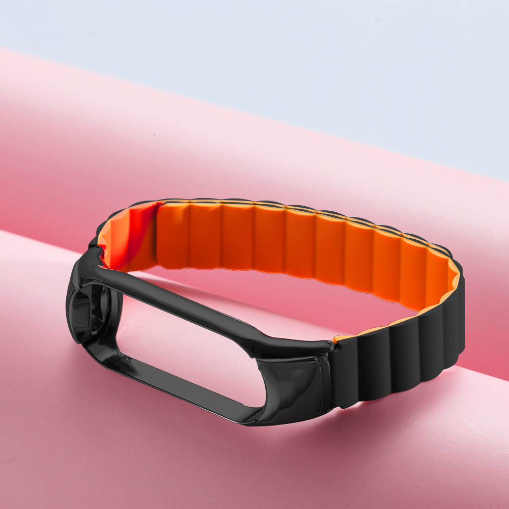 New Silicone Magnetic Smart Watch Bracelet Watch Straps for Xiaomi Mi Band 3/4 MI5/6 With Metal Frame