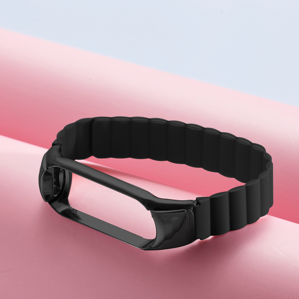 New Silicone Magnetic Smart Watch Bracelet Watch Straps for Xiaomi Mi Band 3/4 MI5/6 With Metal Frame