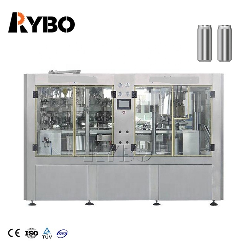 Automatic small aluminum tin can beer gas carbonated soft drink beverage filling and sealing seamer seaming machine filler line