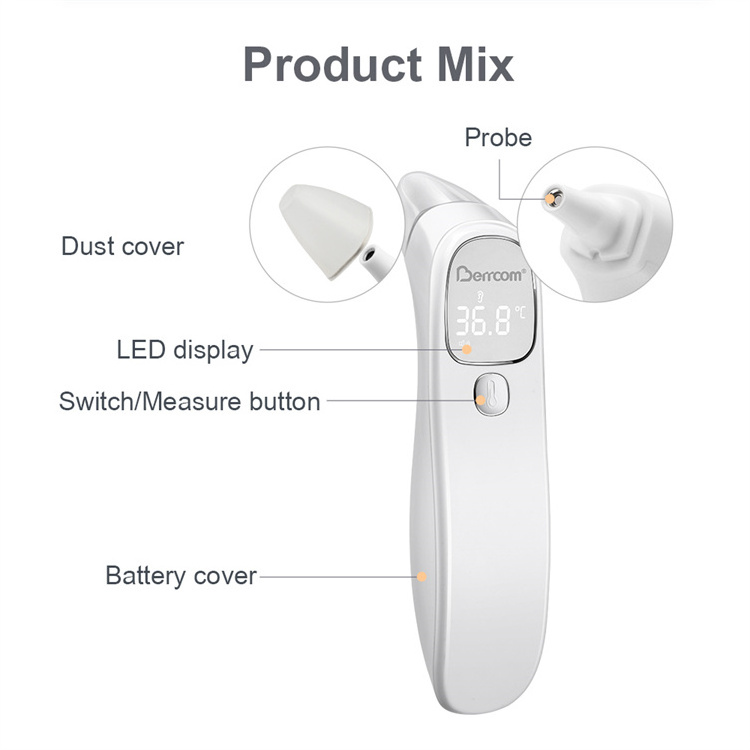 Factory Price Large Display Fever Forehead CE Approved Clinical 1 Second Reading Adults Baby Infrared Ear Thermometer