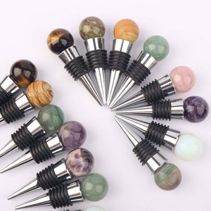 Natural crystal sphere unique wine stopper reiki gemstone ball wine bottle stoppers