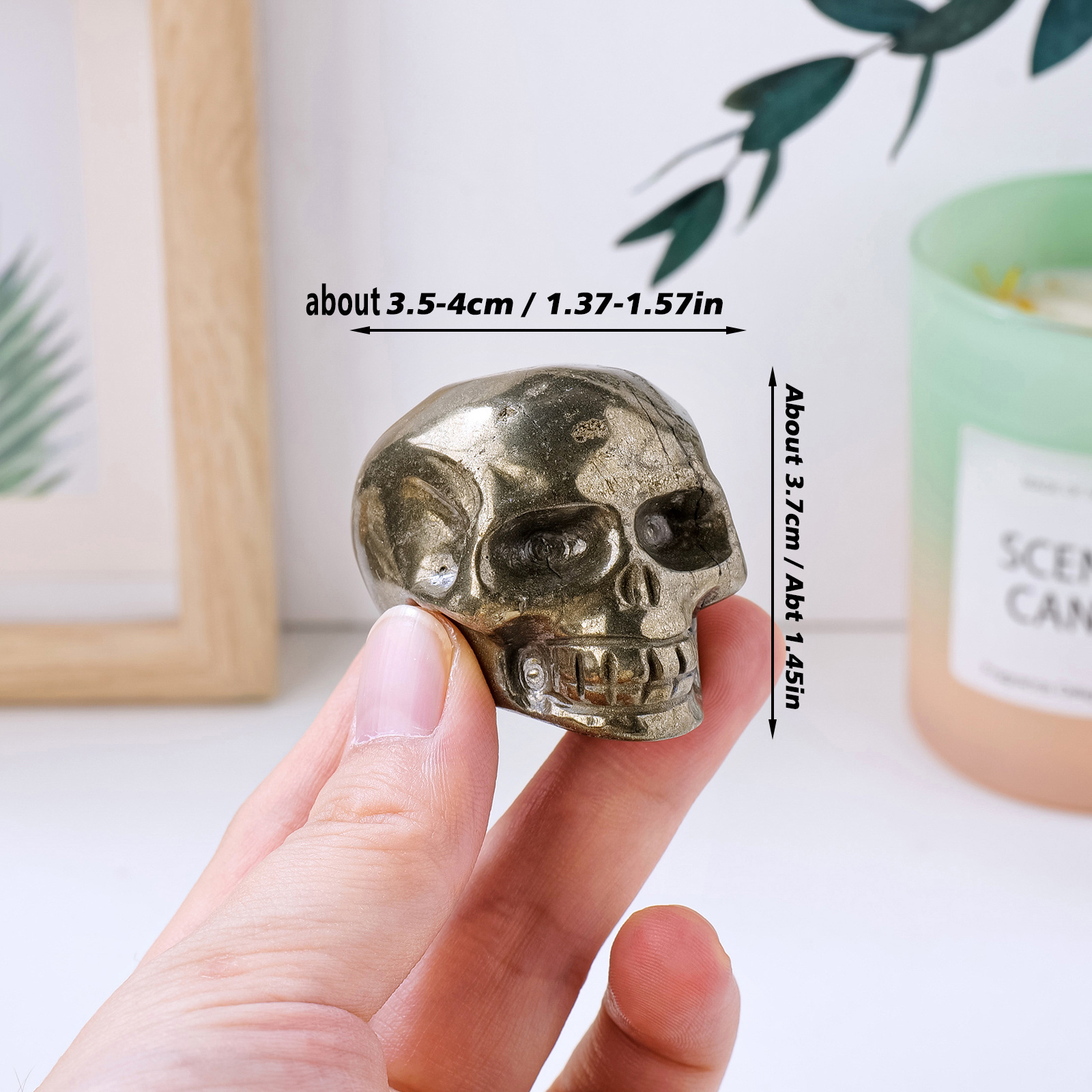 Wholesale Natural Crystal Healing Crafts Pyrite Skulls Ornament Handmade Carving Crystal Skulls For Decor