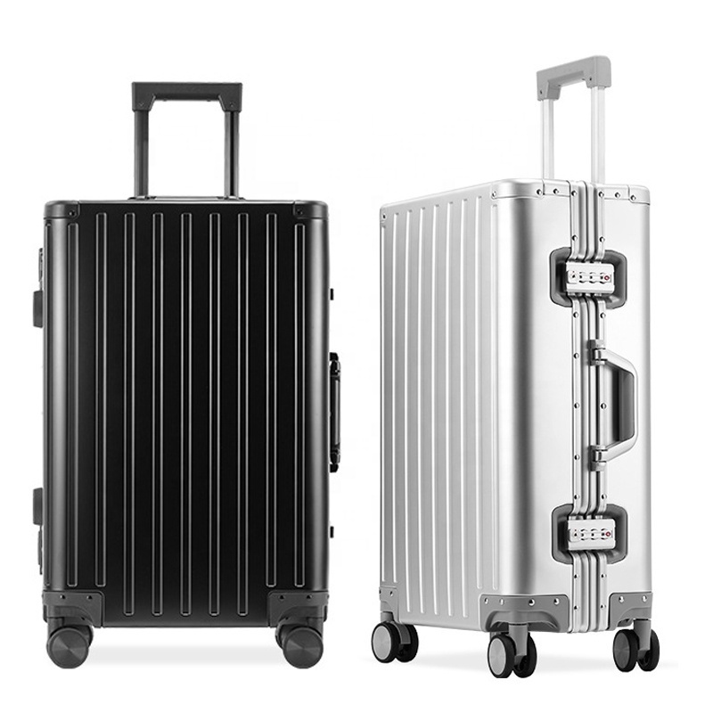 Carry-on suitcase All aluminum 2024 hot selling magnesium alloy luggage large capacity aluminum frame pure metal suitcases