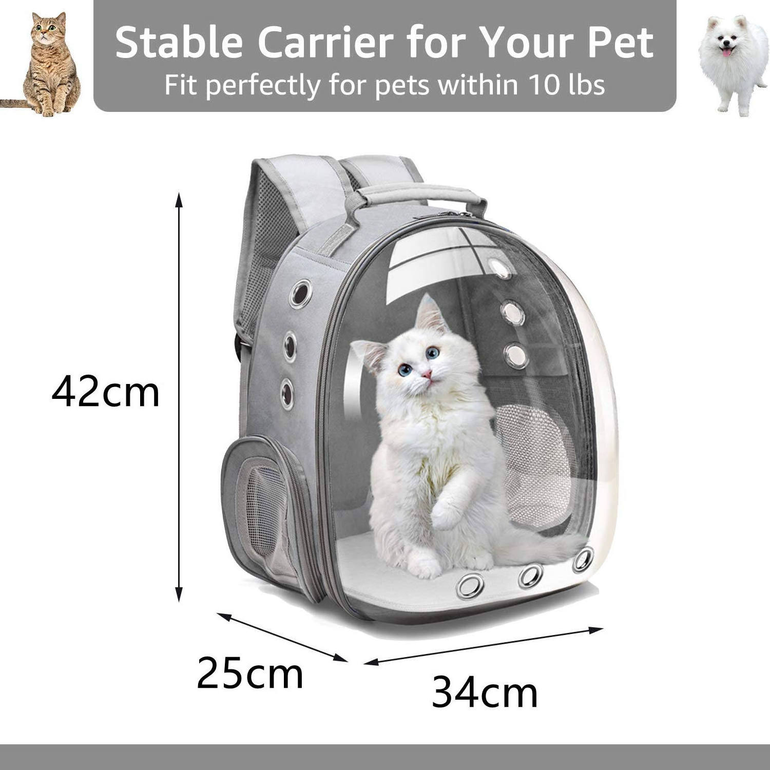 Durable Transparent Cat Bag To Go Out Portable Cat Suitcase Dog Backpack Space Capsule Pet Bag