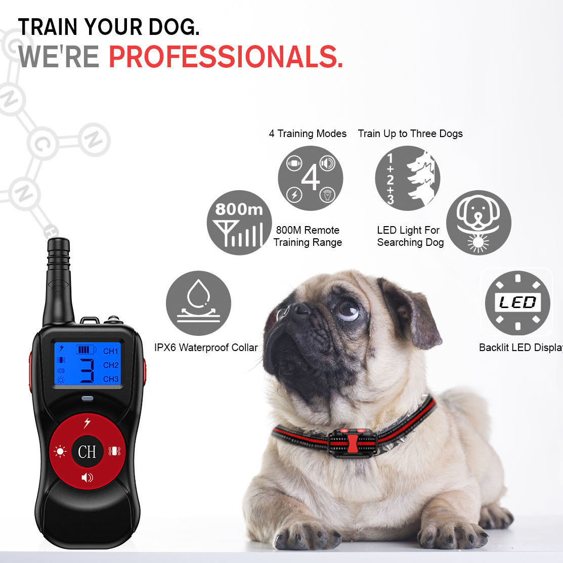 Electronic dog training collar Rechargeable Slave Remote Controlled Shock Pet Dog Training Collar For Dog