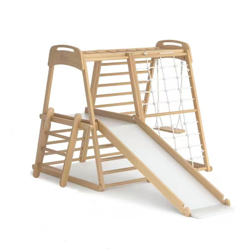 Wooden Climbing Frame for Kids Indoor Sensory Training with Slide Swing Perfect for Toddlers Play