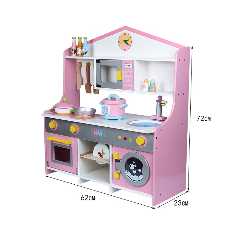 Mother Garden Play House Mini Kitchen Furniture Cooking Toys Wooden Simulated Kitchen Set Early Education Creative Birthday Gift