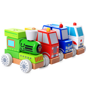 4 Styles Wooden kids funny wooden ambulance toy car for kids learning