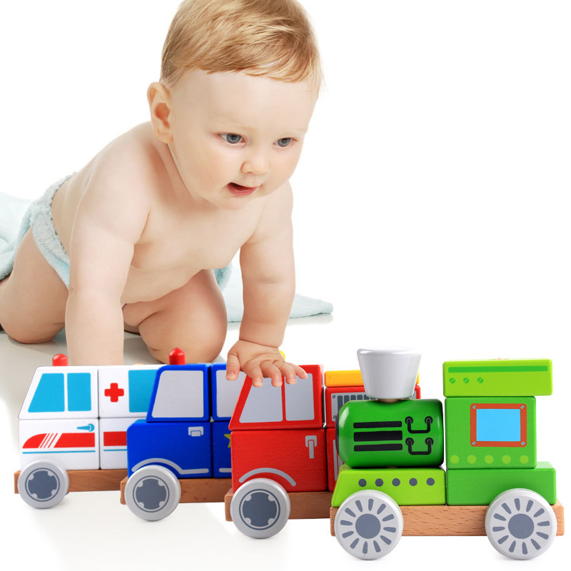 4 Styles Wooden kids funny wooden ambulance toy car for kids learning