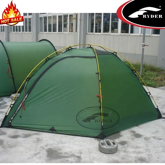 Custom Logo 20D Sil/PU Nylon Lightweight 3-4 Person Backpacking Free-Standing Camping Equipment Stable Windproof Dome Tent