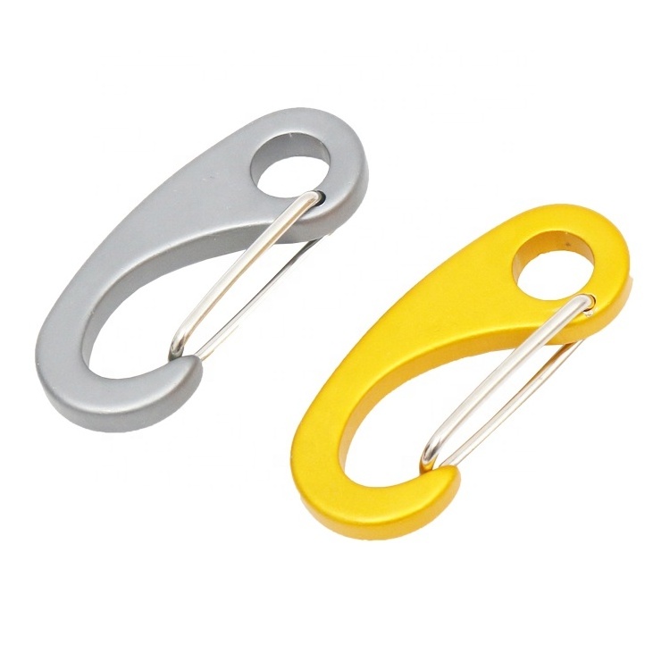 6cm Custom Laser Engraved Logo D Shape Snap Carabiner Quick Link Clip Aluminium Karabiner Hook with Screw Lock