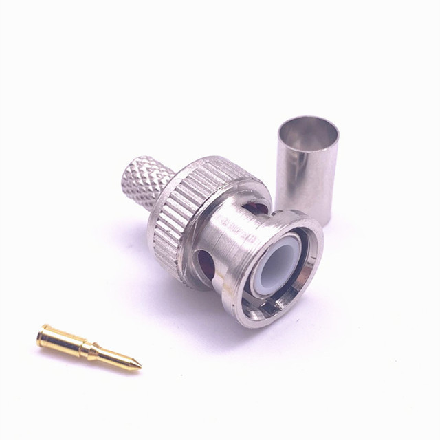 BNC Male Crimp Cable Connector/cctv Plug Mini BNC RG58 RG59 Cable Connectors Brass Male Accessories ROHS Plug Adapter Male Cctv