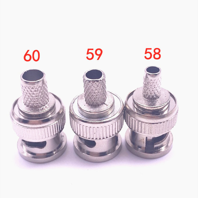 BNC Male Crimp Cable Connector/cctv Plug Mini BNC RG58 RG59 Cable Connectors Brass Male Accessories ROHS Plug Adapter Male Cctv