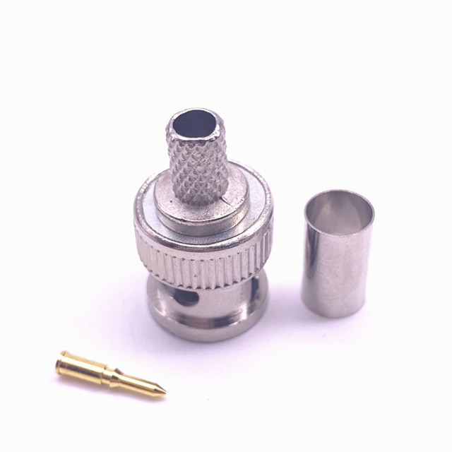 BNC Male Crimp Cable Connector/cctv Plug Mini BNC RG58 RG59 Cable Connectors Brass Male Accessories ROHS Plug Adapter Male Cctv