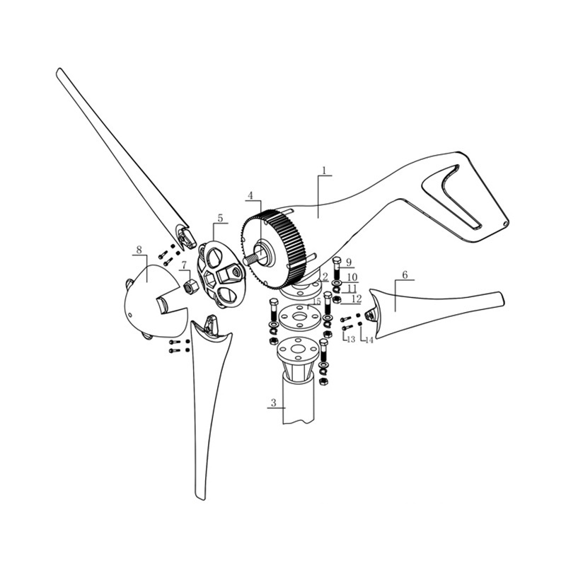 Overseas warehouse wind turbine 100W 200W wind power generation system 500W 1000W horizontal axis small wind turbine