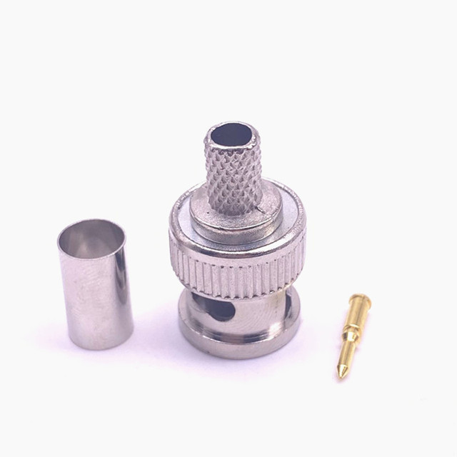 BNC Male Crimp Cable Connector/cctv Plug Mini BNC RG58 RG59 Cable Connectors Brass Male Accessories ROHS Plug Adapter Male Cctv