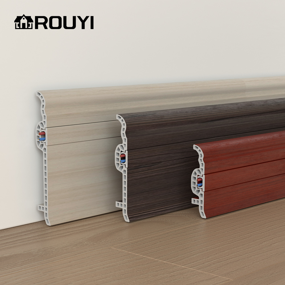 Rouyi Wooden design PVC baseboard skirting board and flooring accessories