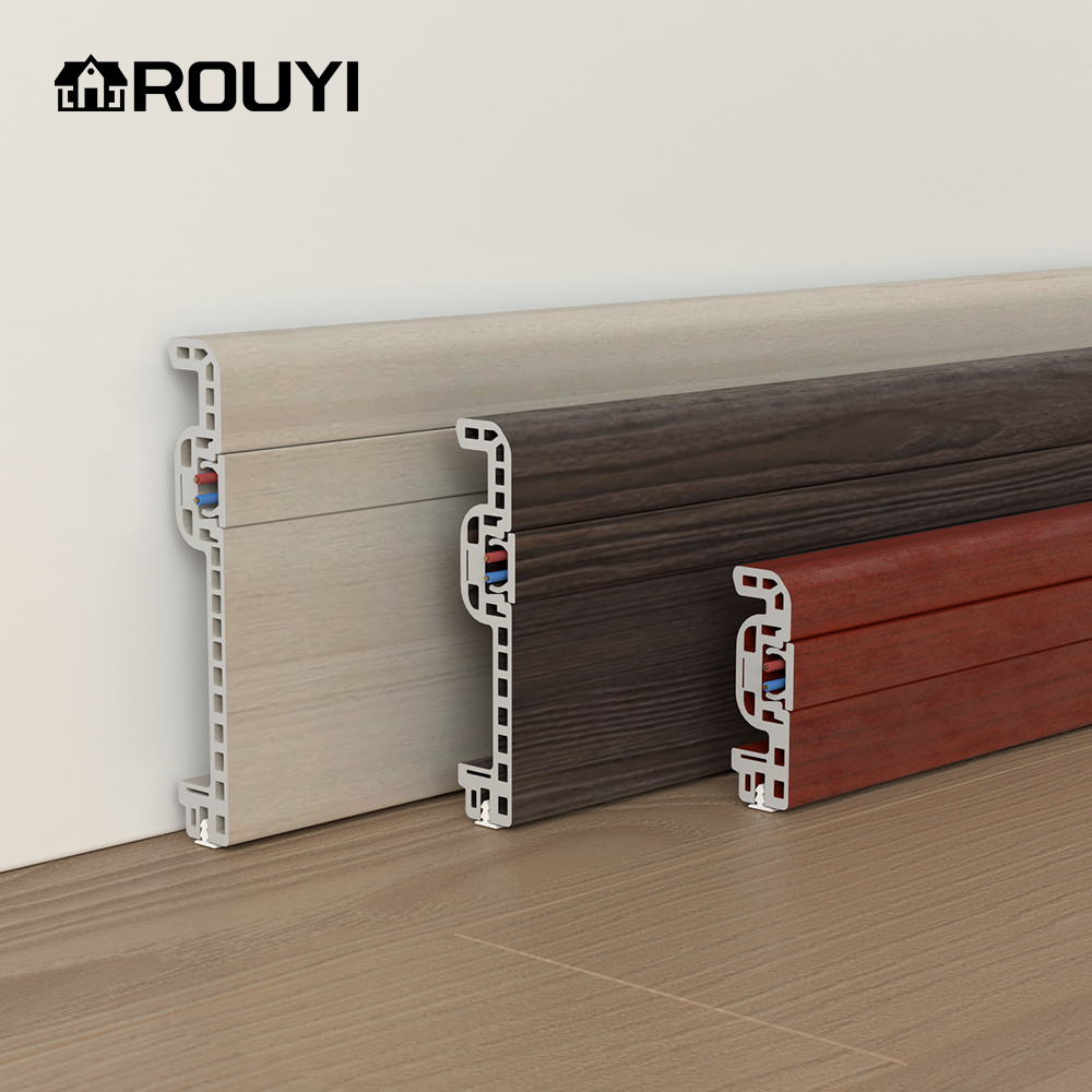 Rouyi kitchen cabinet pvc skirting board / pvc baseboard with cheap price