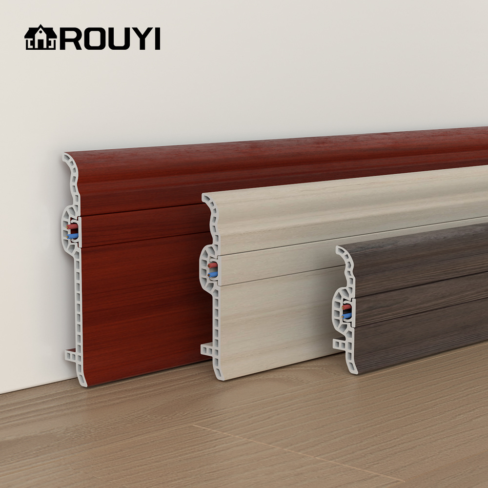 Rouyi Wooden design PVC baseboard skirting board and flooring accessories