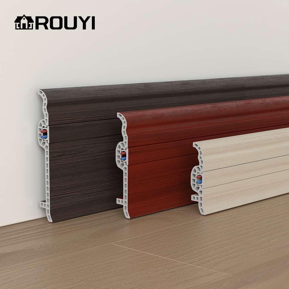 Rouyi Wooden design PVC baseboard skirting board and flooring accessories