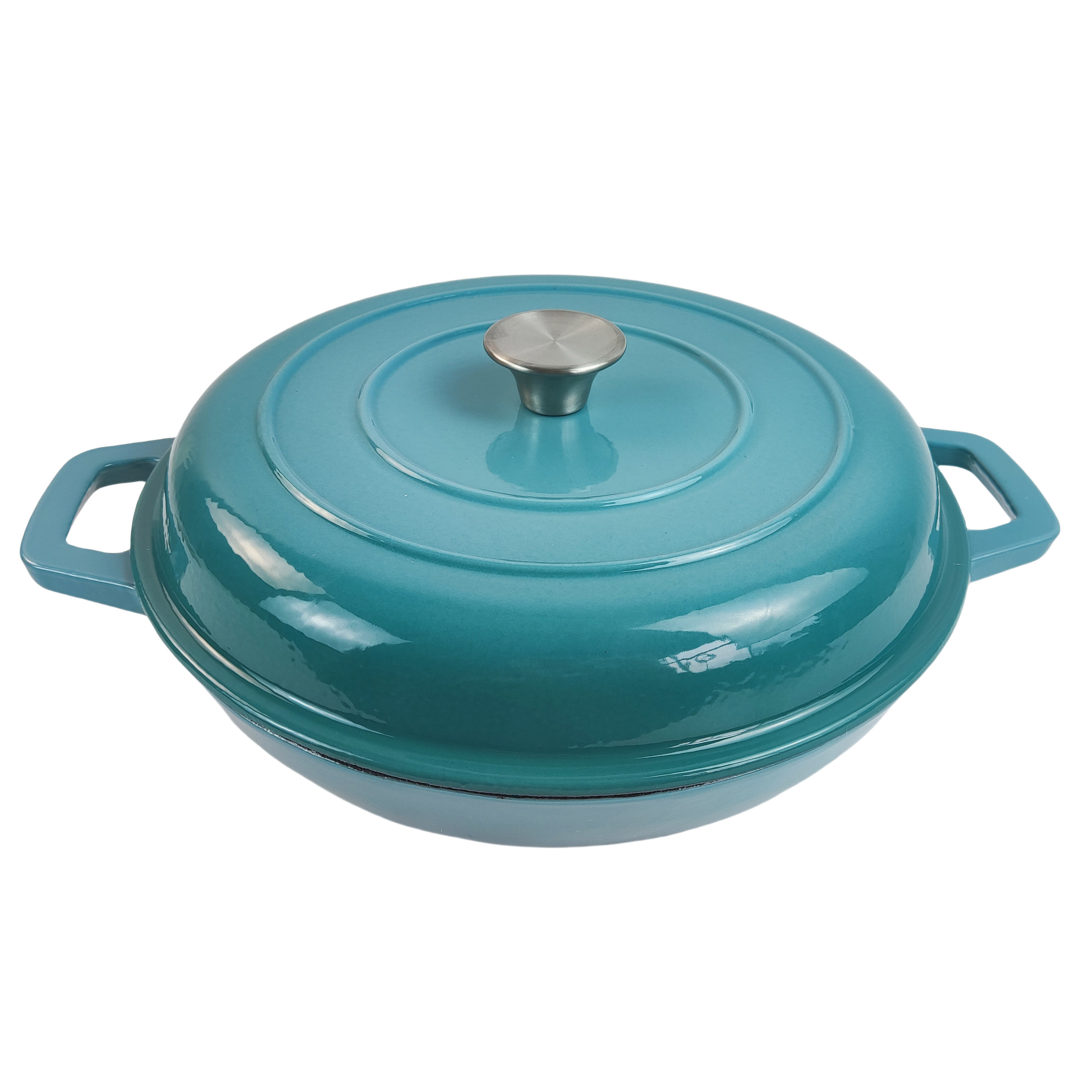 Traditional Seafood Pot Cooking Pot Enameled Cast Iron Shallow Casserole  Enamel Cast Iron Seafood Pot Dish Pan With Lid