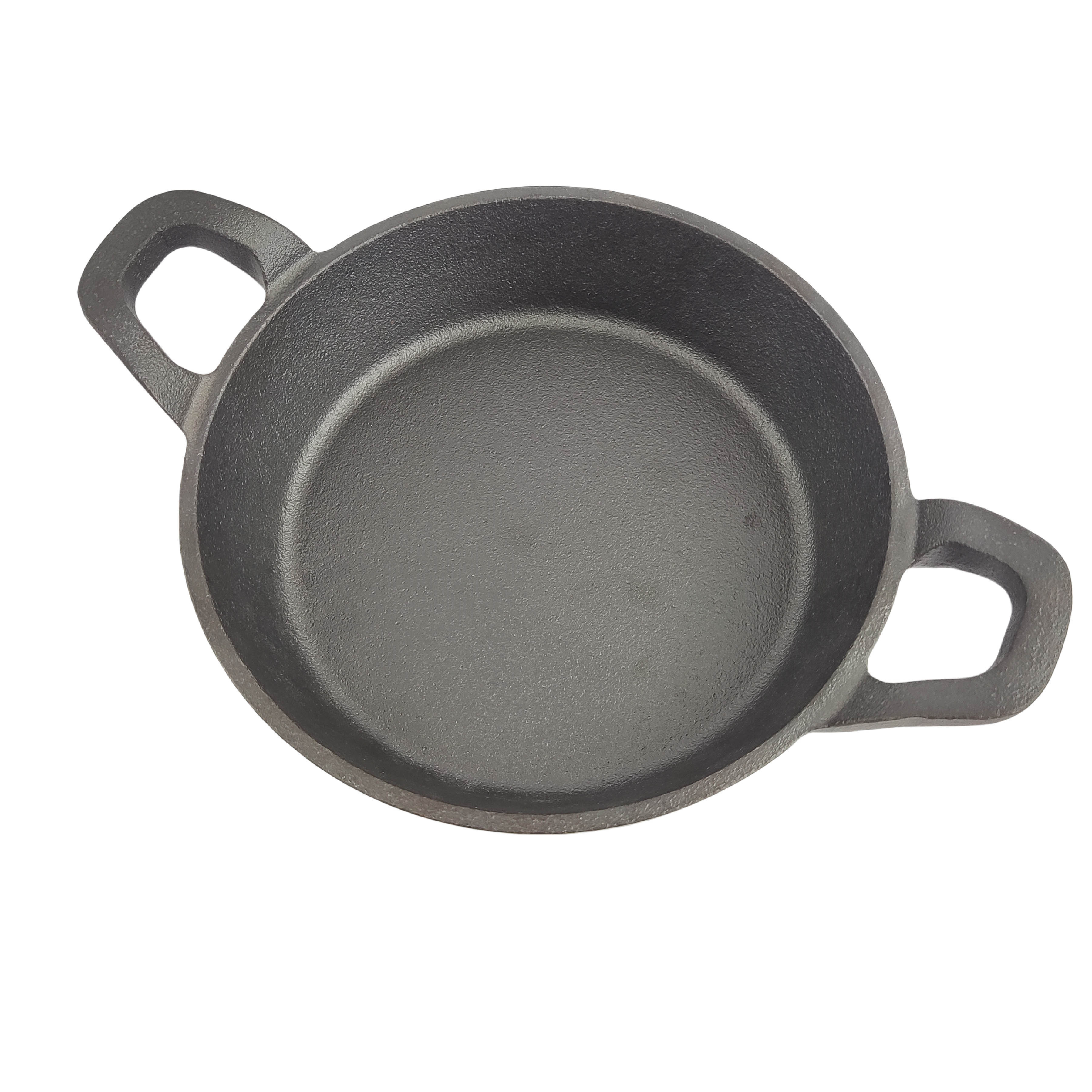 Wholesale Hot Selling Cast Iron Nonstick Round Deep Frying Pan With Two Loop Handles Cake Pan Cooking Egg Camping Cookware