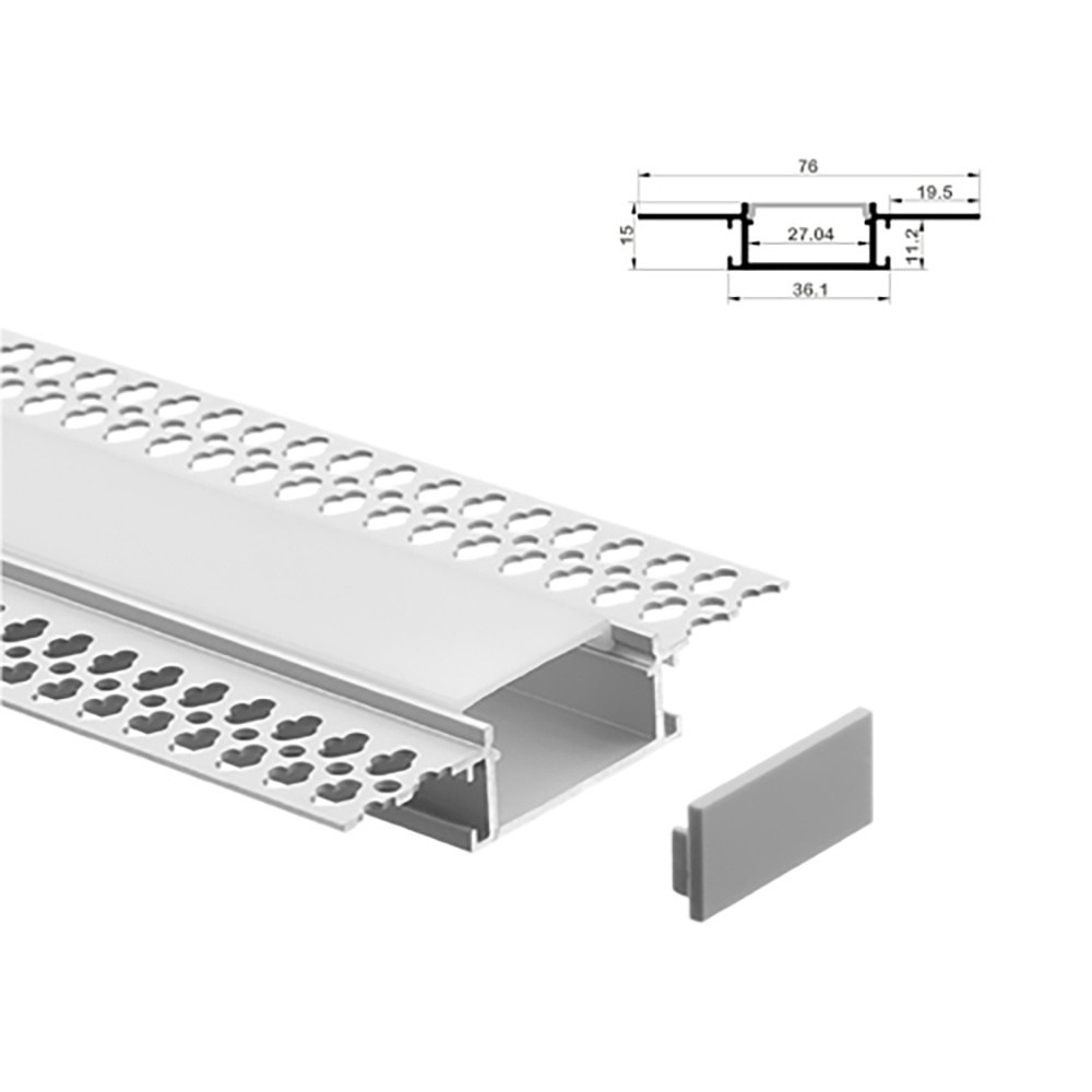 RL-7615 Sliver LED Aluminum Profile Invisible Embedded Ceiling Drywall Channels For Wall Decoration Bar Linear Strip Lighting