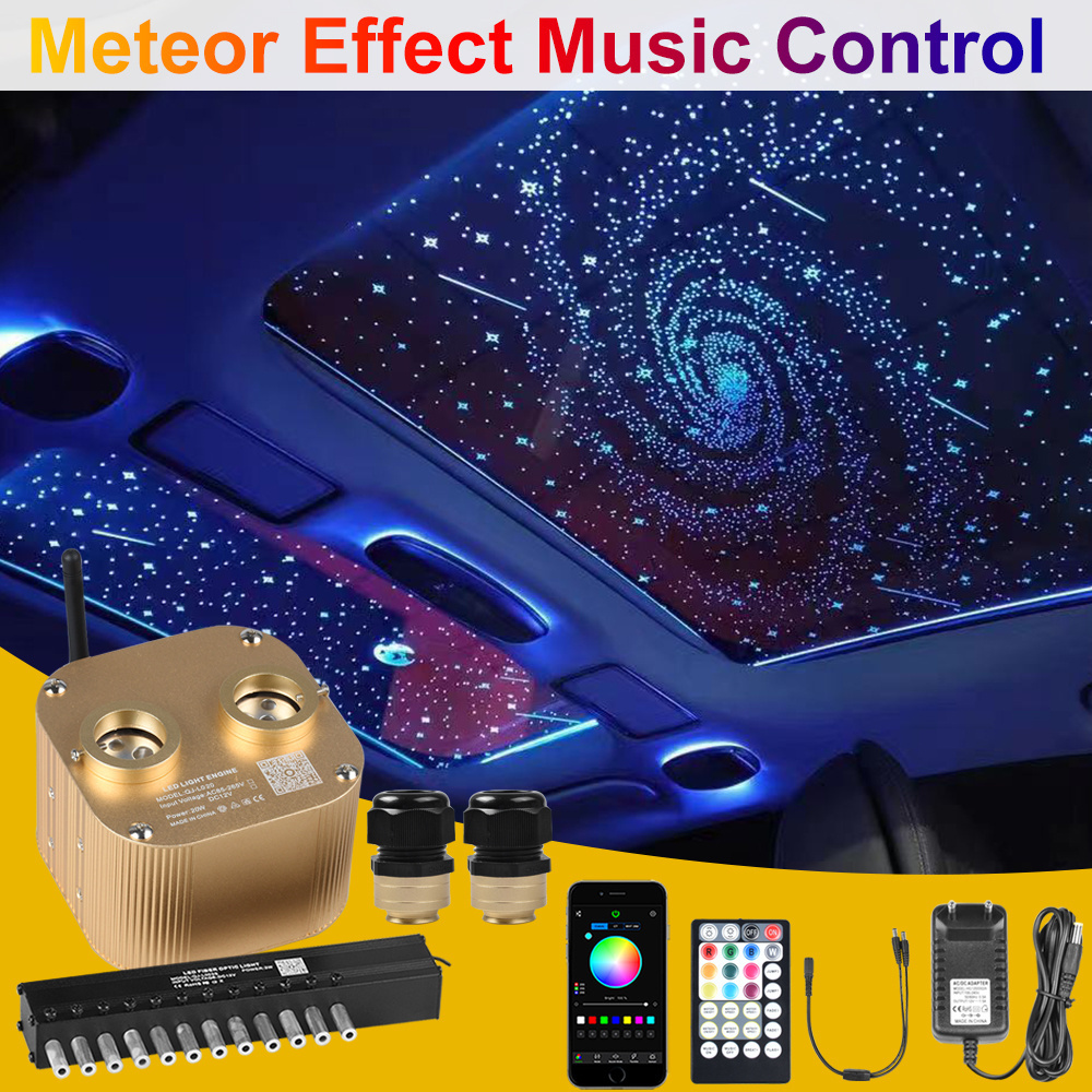 20W Meteor Twinkle Car Star Roof Light Starry Sky Ceiling Lamp Romantic Auto Interior Lights Stars Lamp LED Fiber Optic Lighting