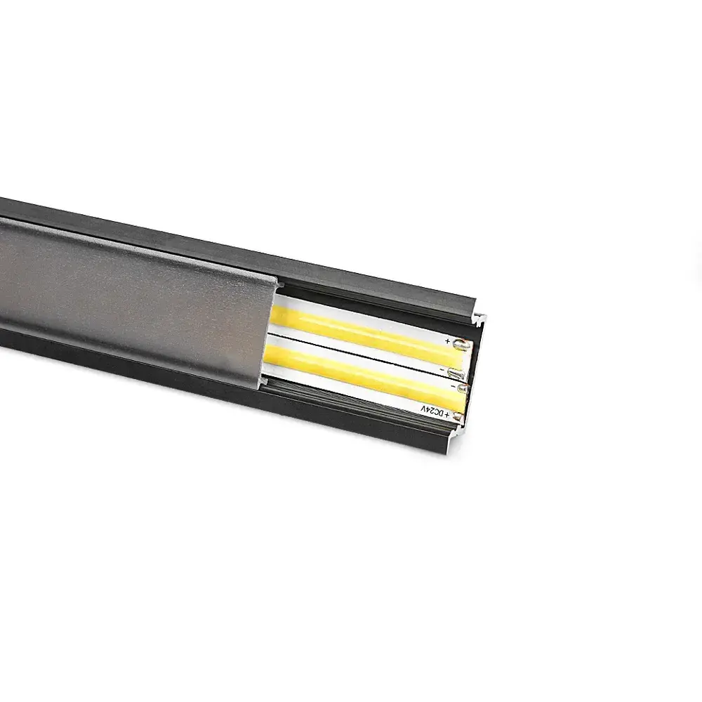 2001-BLK Black Color Recessed Aluminum LED profile for 20.7mm width double row LED Strip with PC Cover and mounting Clips