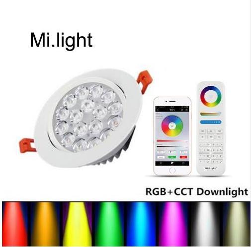 Mi Light LED Down light Ceiling Spotlight RGB CCT 9W Dimmable WIFI RF Remote Angle adjustable Round Recessed Light AC 110V 220V