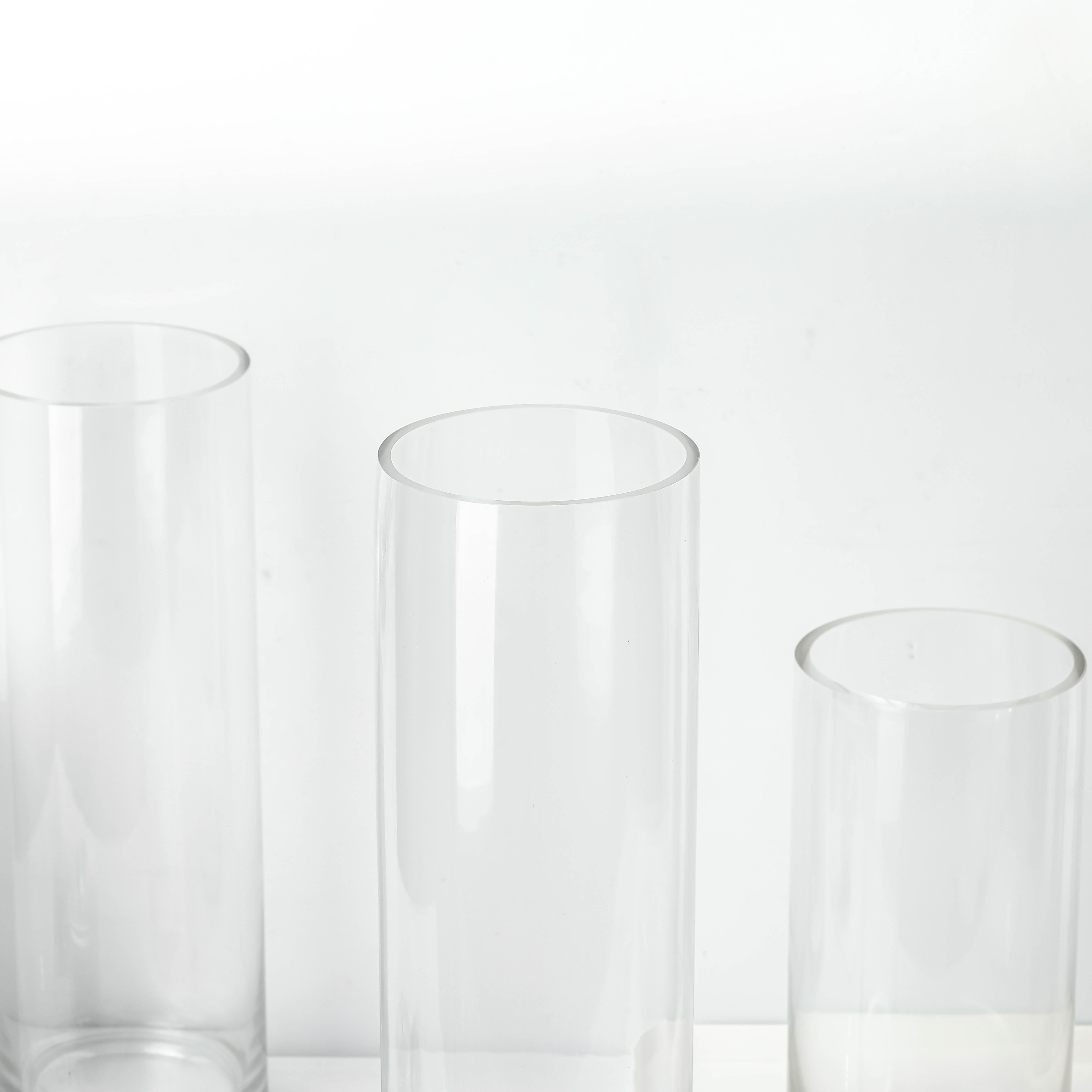 RYLAVA High Quality Classics Cylinder Hand Blown Transparent Clear Glass Vase for Home Decoration