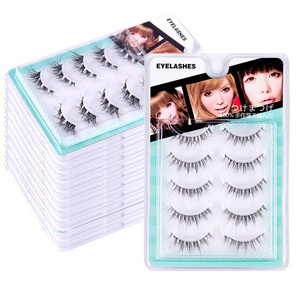 New Fashion Natural 5 Pairs Curl Invisible Transparent Band Crisscross Eyelashes With Tray Asian Products Lashes