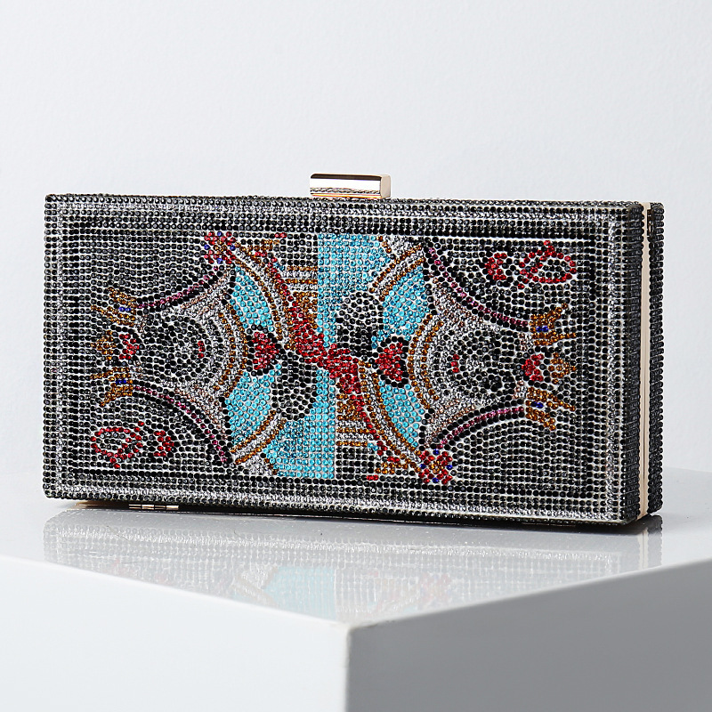 Explosive Style Dinner Bag With Diamond Playing Card Pattern Diamond Wallet Diagonal Clutch Bag Evening