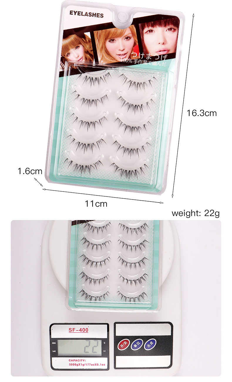 New Fashion Natural 5 Pairs Curl Invisible Transparent Band Crisscross Eyelashes With Tray Asian Products Lashes