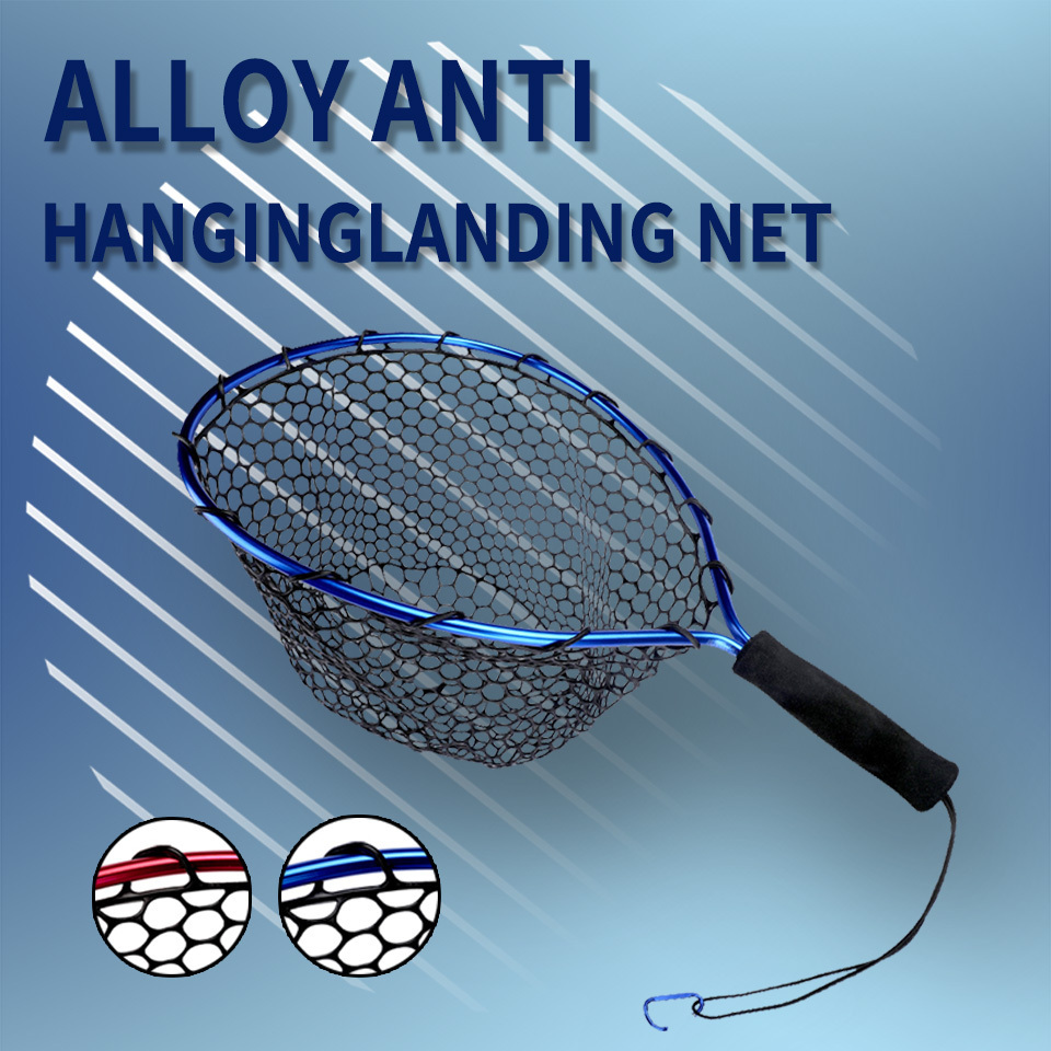 Fishing Net Aluminum Material 35cm*30cm Short Handle Telescopic Fish Catching Landing Nets