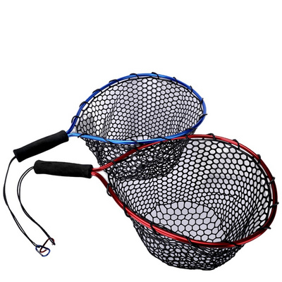 Fishing Net Aluminum Material 35cm*30cm Short Handle Telescopic Fish Catching Landing Nets