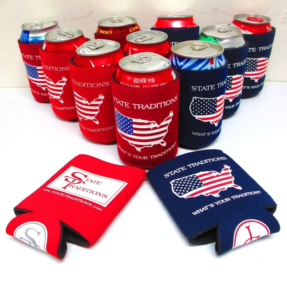 Custom Logo Neoprene Regular Slim 12oz Can Cooler Cooizes Collapsible Beer Can Koozies with Logo for Promo