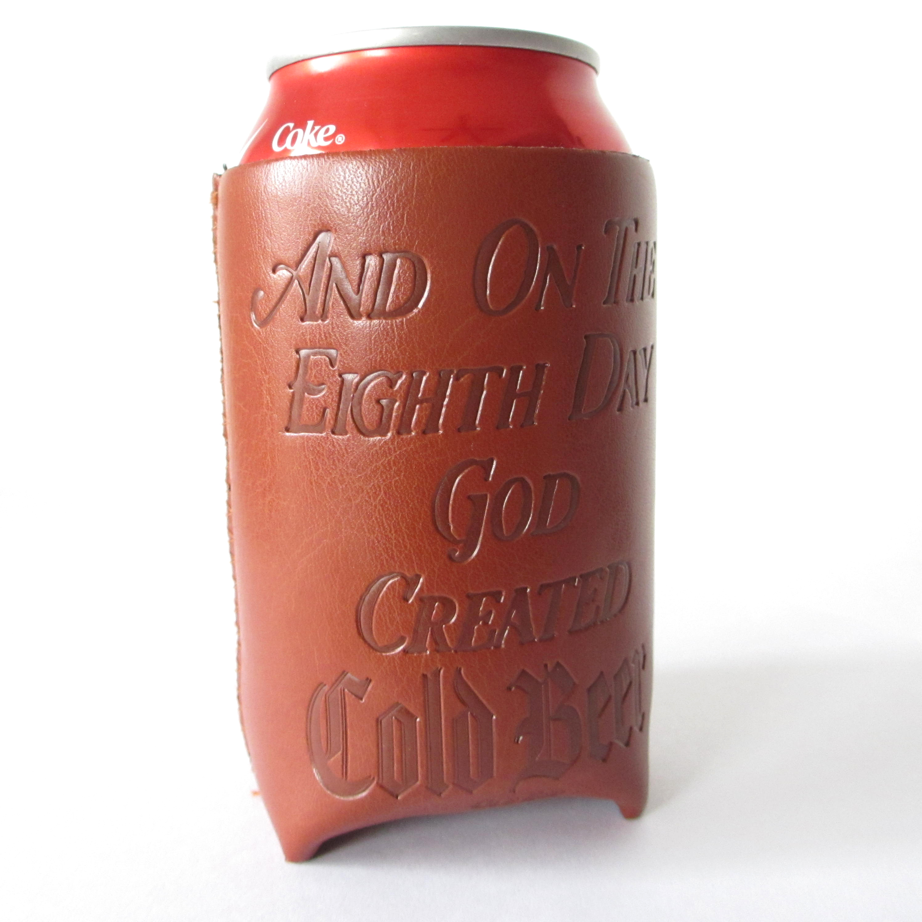 High Quality Debossed Logo PU Leather Can Coolers Beer Bottle Stubby Holder for 330 ml Cans