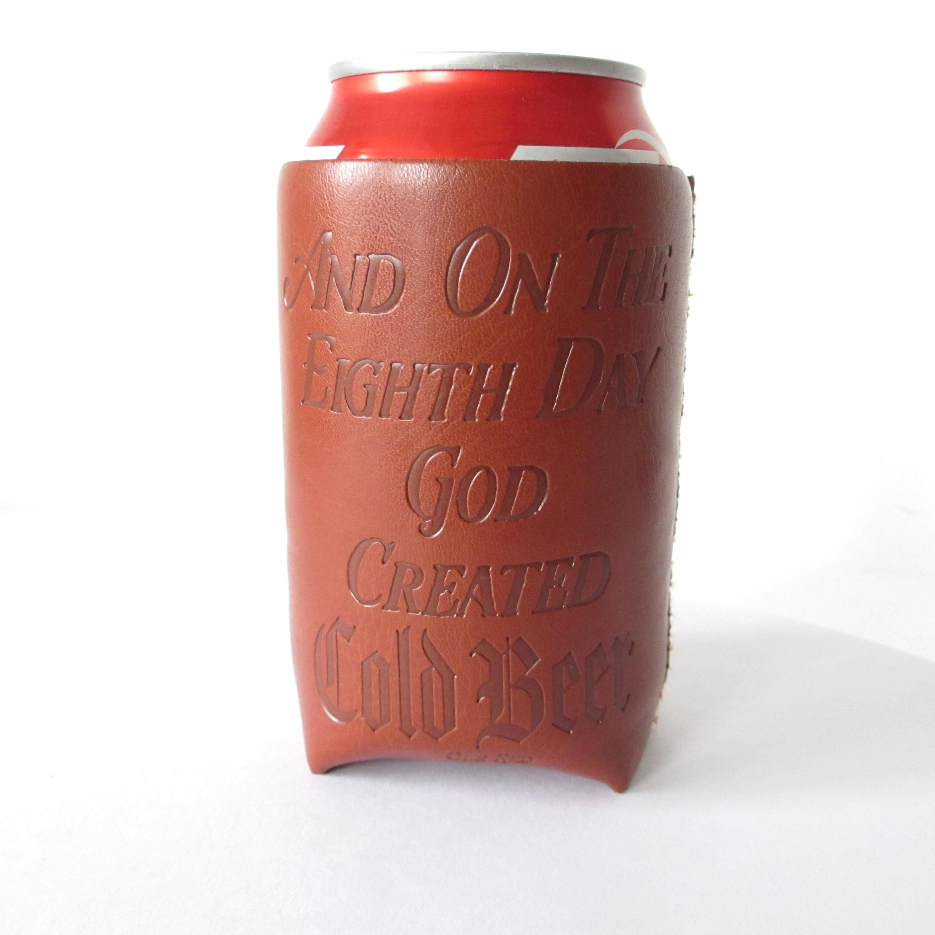 High Quality Debossed Logo PU Leather Can Coolers Beer Bottle Stubby Holder for 330 ml Cans