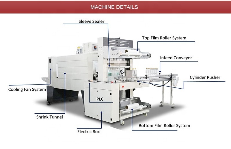 RX-880 Automatic Sleeve Shrink Wrapping Machine Web Sealer Shrink Wrapping Machines for Water