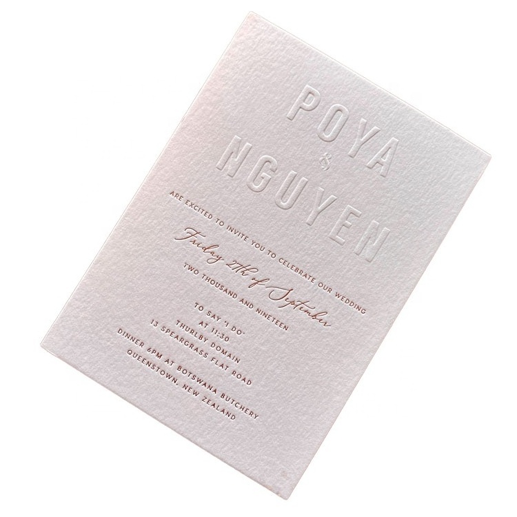 High End Letterpress Textured Arch Card Wedding Business Banquet Menu Cotton Paper Custom Printing Invitation Cards