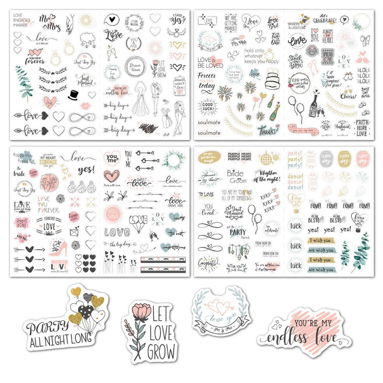 Wholesale 230pcs Creative Wedding Decoration Envelope Seal Labels Die Cut  Gift Card Packaging Cartoon Wedding Planner Stickers