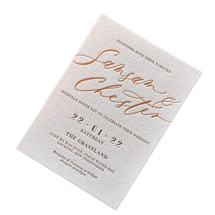 High End Letterpress Textured Arch Card Wedding Business Banquet Menu Cotton Paper Custom Printing Invitation Cards