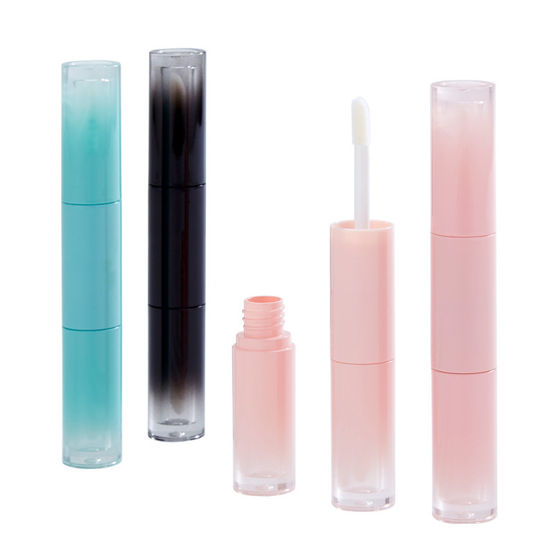 pink black lip gloss container double sided lip gloss tube with big brush applicator mascara bottle