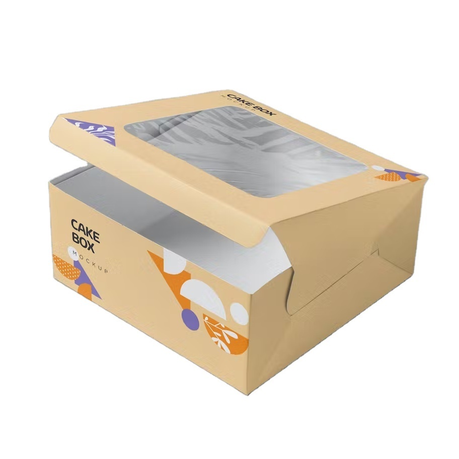 Box Paper Cake Biodegradable Dessert Box Pastry Box Paper Cake Packaging With Handle And Window