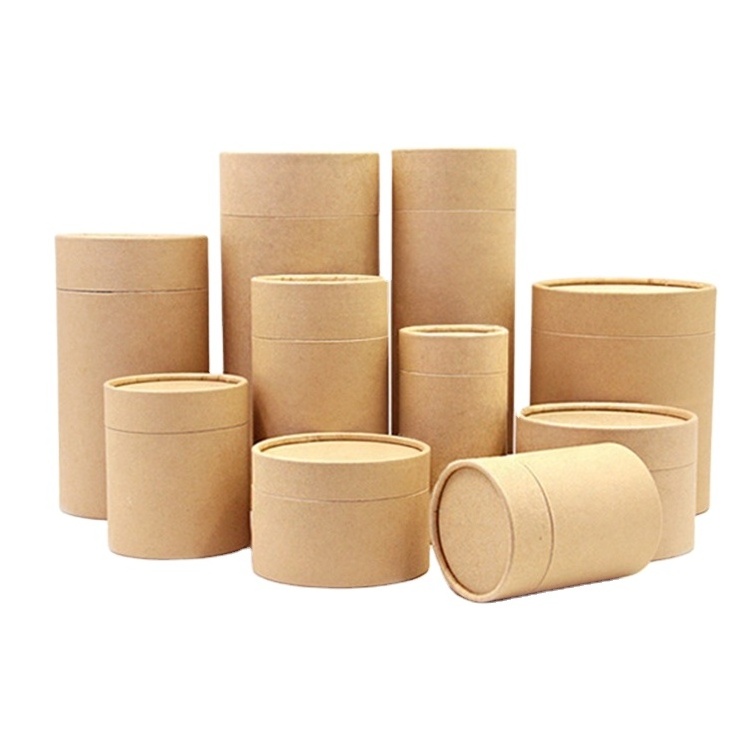 Round Custom Food Grade Gift Cylinder Postal Card Box Shipping Corrugated Kraft Cardboard Paper Tube Packaging