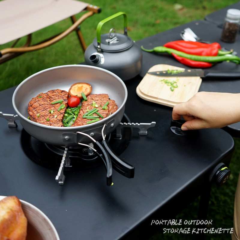 Outdoor mobile kitchen camping portable folding table integrated cooktop stove camping road trip car equipment